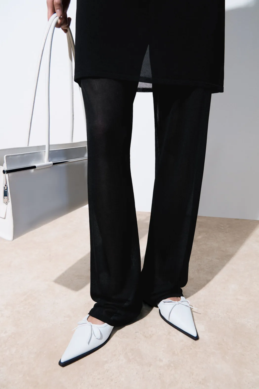Hot COS THE LEATHER BALLET FLATS WHITE