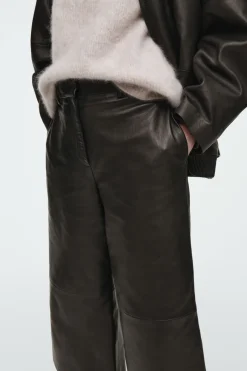 Sale COS THE LEATHER BARREL-LEG CULOTTES CHESTNUT