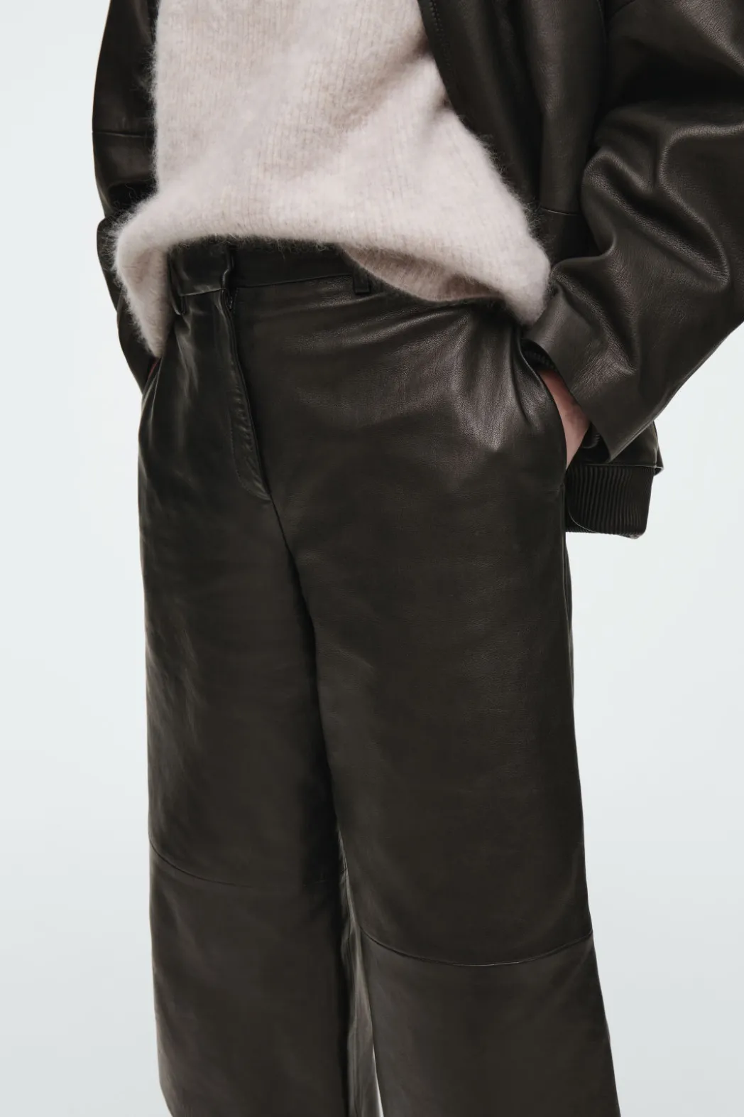 Sale COS THE LEATHER BARREL-LEG CULOTTES CHESTNUT