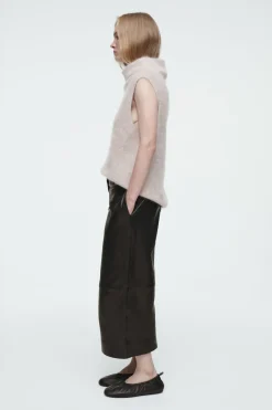 Sale COS THE LEATHER BARREL-LEG CULOTTES CHESTNUT