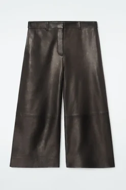 Sale COS THE LEATHER BARREL-LEG CULOTTES CHESTNUT