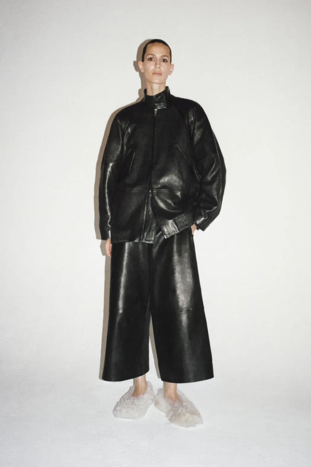 Sale COS THE LEATHER BARREL-LEG CULOTTES CHESTNUT