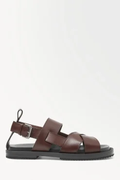 Discount COS THE LEATHER WRAP SANDALS DARK BROWN