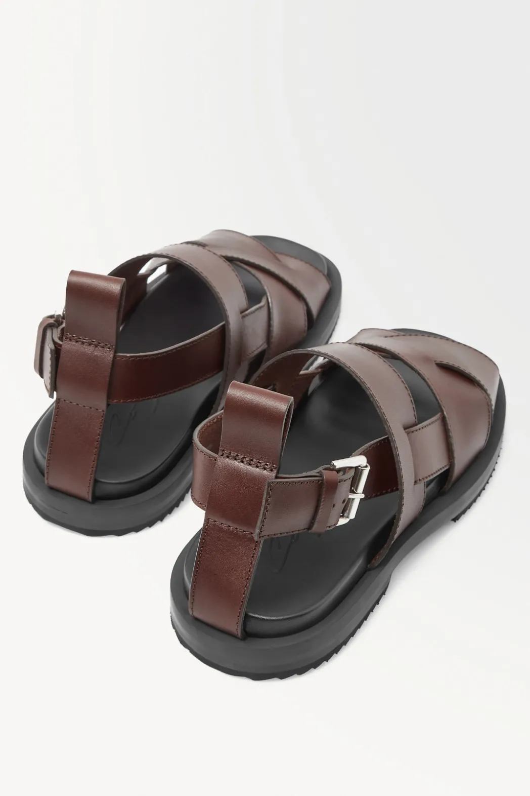 Discount COS THE LEATHER WRAP SANDALS DARK BROWN