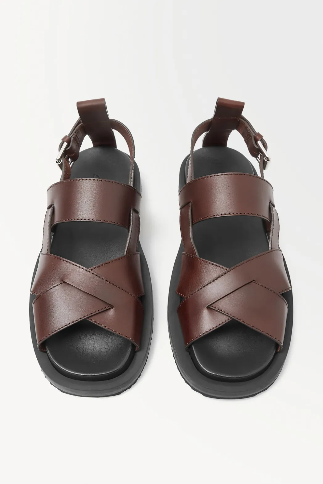 Discount COS THE LEATHER WRAP SANDALS DARK BROWN