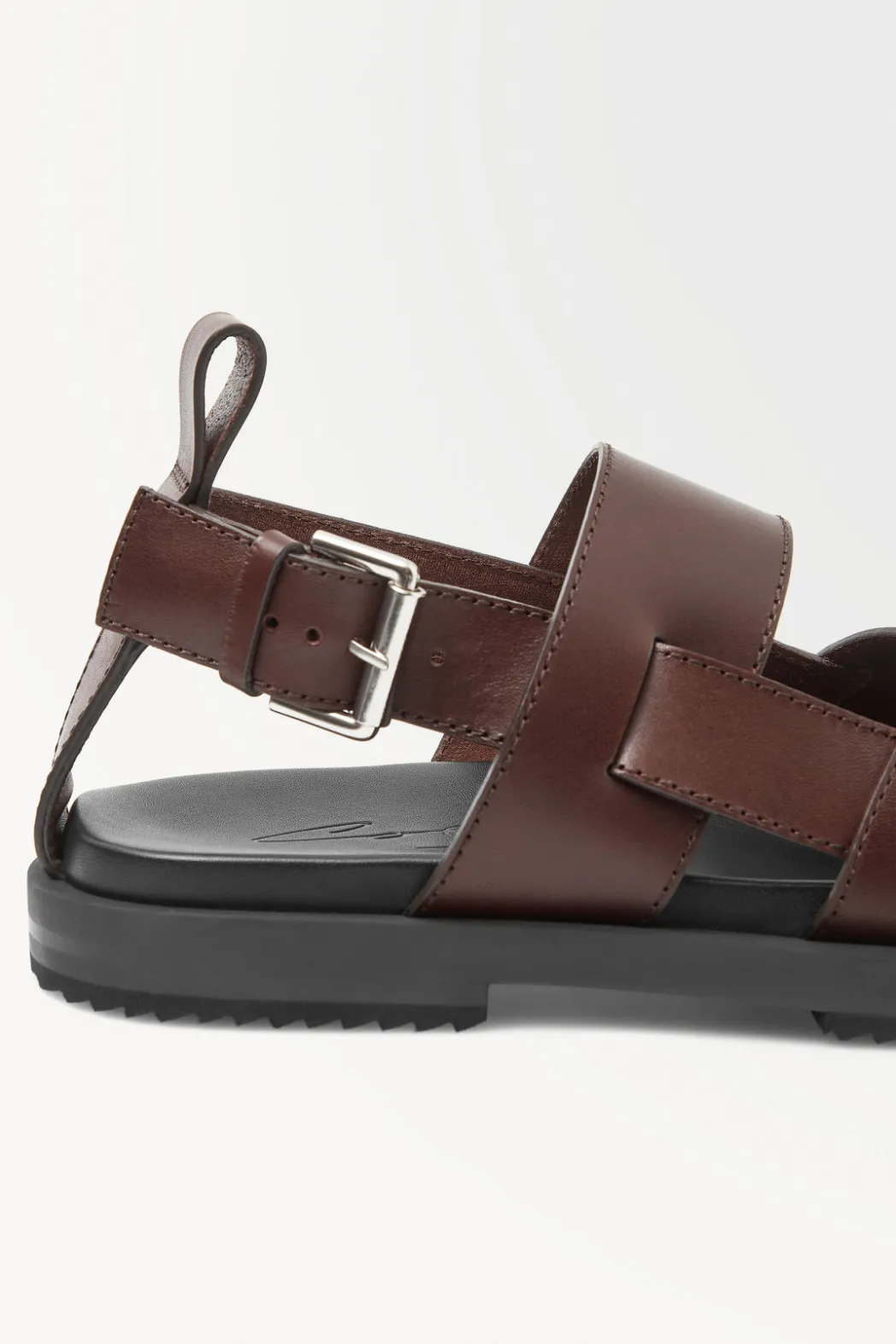 Discount COS THE LEATHER WRAP SANDALS DARK BROWN