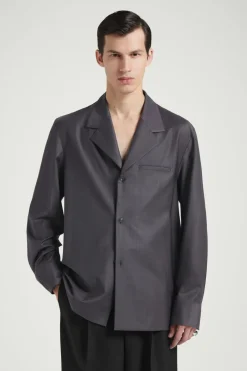 Outlet COS THE NOTCH-LAPEL SHIRT GRAPHITE