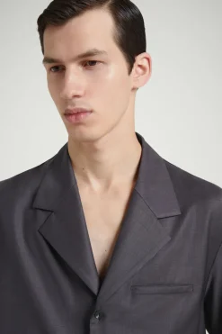 Outlet COS THE NOTCH-LAPEL SHIRT GRAPHITE