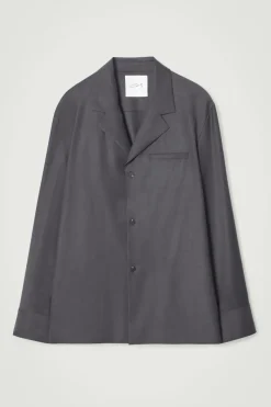 Outlet COS THE NOTCH-LAPEL SHIRT GRAPHITE