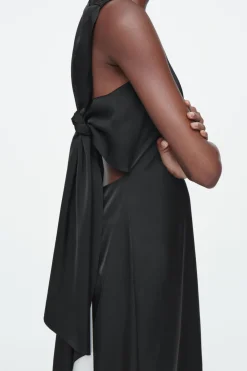 Sale COS THE OPEN-BACK MAXI DRESS CARBON / CHAMPAGNE / PEARL