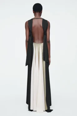Sale COS THE OPEN-BACK MAXI DRESS CARBON / CHAMPAGNE / PEARL
