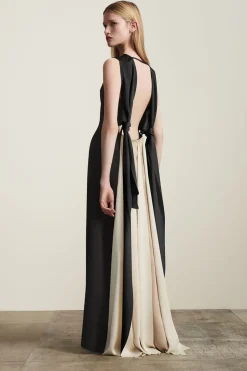 Sale COS THE OPEN-BACK MAXI DRESS CARBON / CHAMPAGNE / PEARL