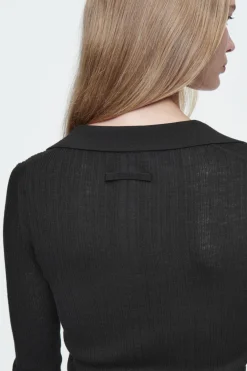 Hot COS THE OPEN-COLLAR MERINO WOOL TOP CARBON