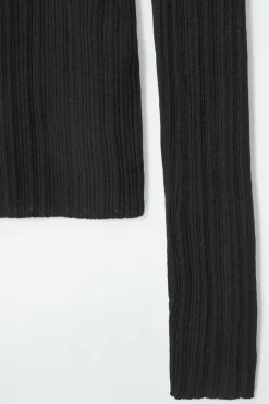 Hot COS THE OPEN-COLLAR MERINO WOOL TOP CARBON