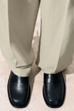 Hot COS THE PERFORATED LEATHER LOAFERS BLACK