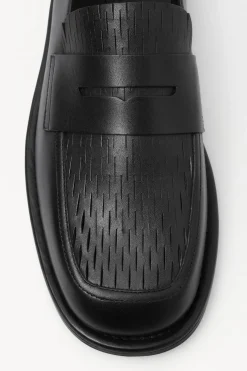 Hot COS THE PERFORATED LEATHER LOAFERS BLACK