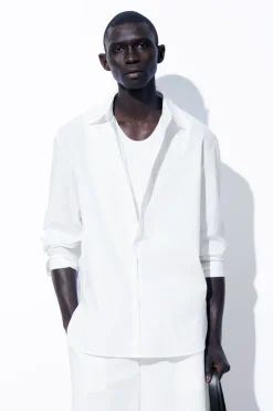 Sale COS THE PINSTRIPED SHIRT WHITE / PINSTRIPED