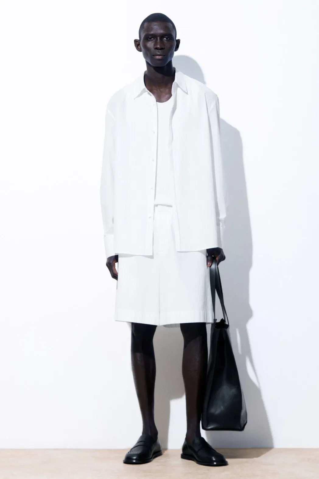 Sale COS THE PINSTRIPED SHIRT WHITE / PINSTRIPED
