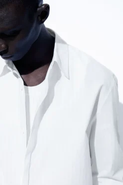 Sale COS THE PINSTRIPED SHIRT WHITE / PINSTRIPED