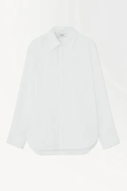 Sale COS THE PINSTRIPED SHIRT WHITE / PINSTRIPED