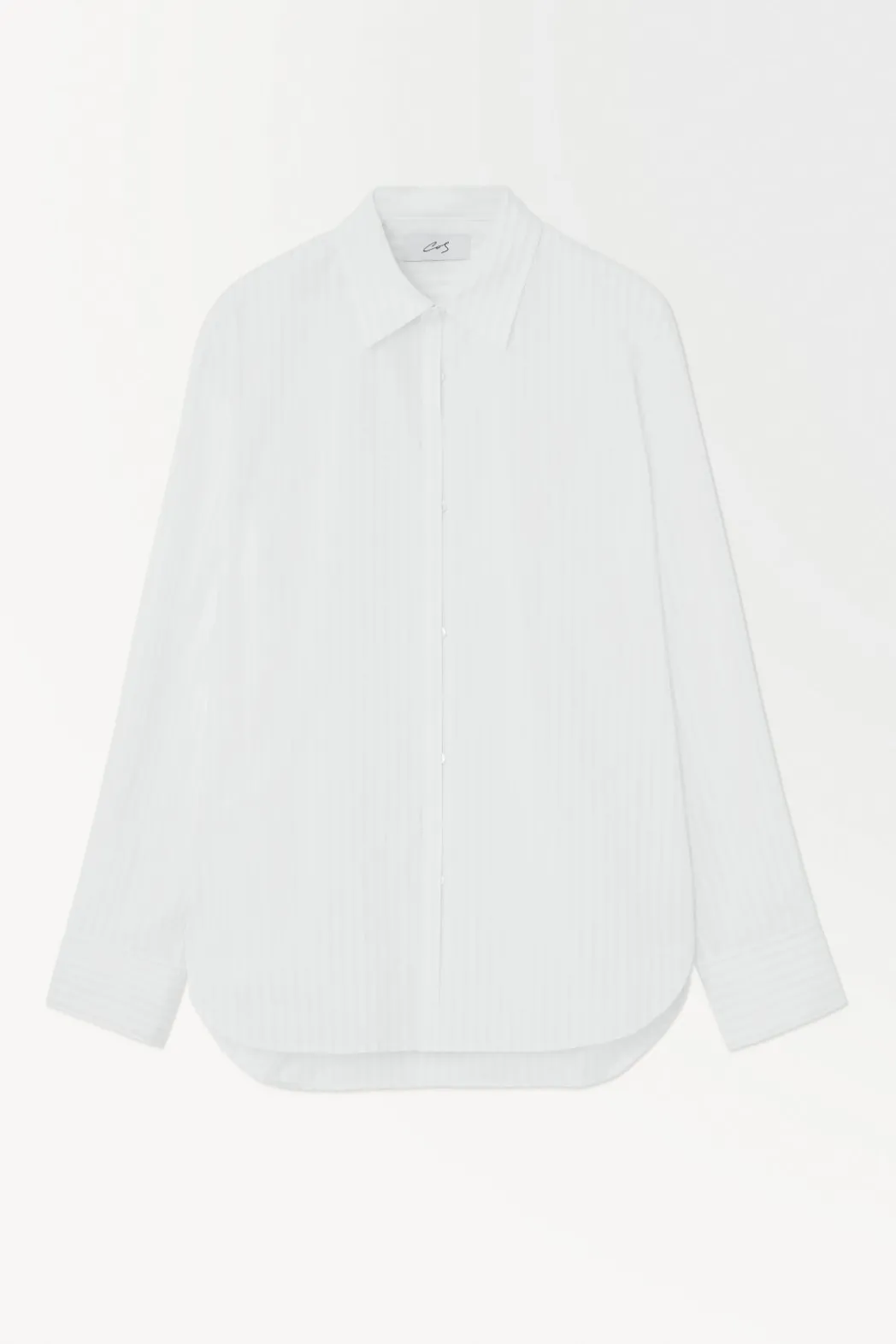 Sale COS THE PINSTRIPED SHIRT WHITE / PINSTRIPED