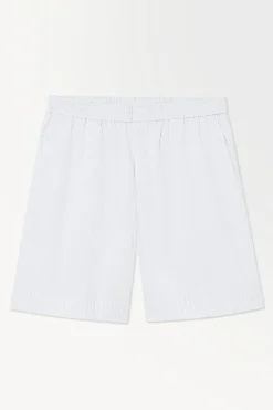 Sale COS THE PINSTRIPED SHORTS WHITE / PINSTRIPED