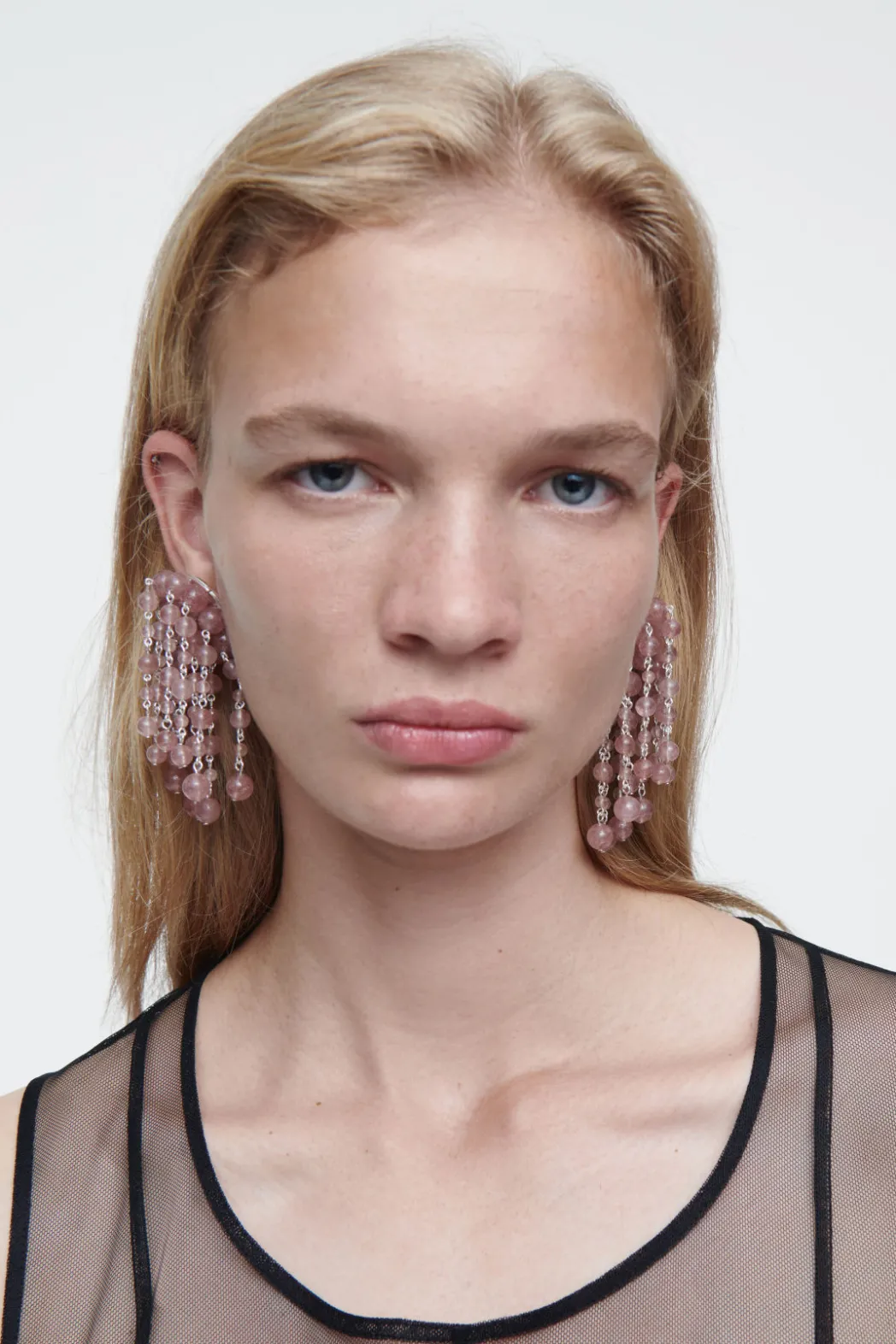 Discount COS THE QUARTZ CASCADE EARRINGS STRAWBERRY QUARTZ