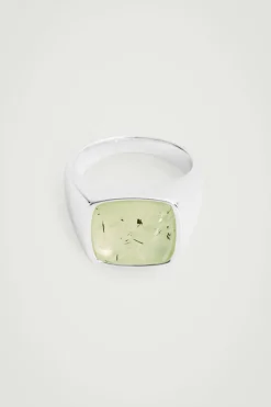 Clearance COS THE QUARTZ SILVER SIGNET RING JADE QUARTZ