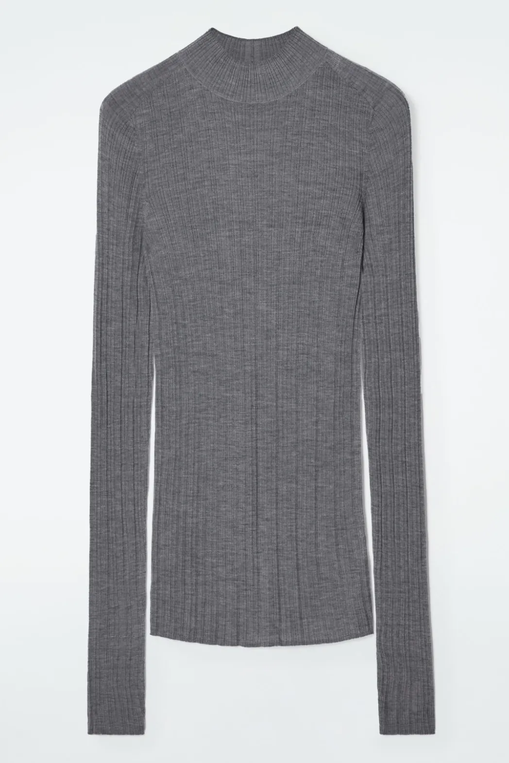 New COS THE RIBBED MERINO WOOL TOP FOSSIL