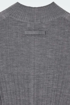New COS THE RIBBED MERINO WOOL TOP FOSSIL