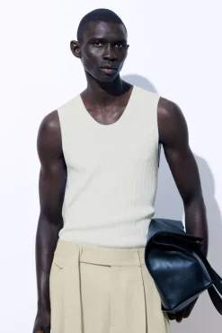 Hot COS THE RIBBED-KNIT TANK TOP IVORY