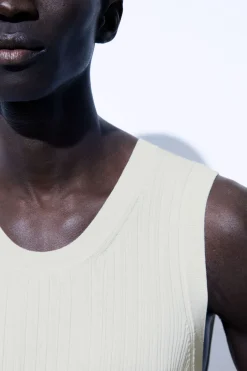 Hot COS THE RIBBED-KNIT TANK TOP IVORY