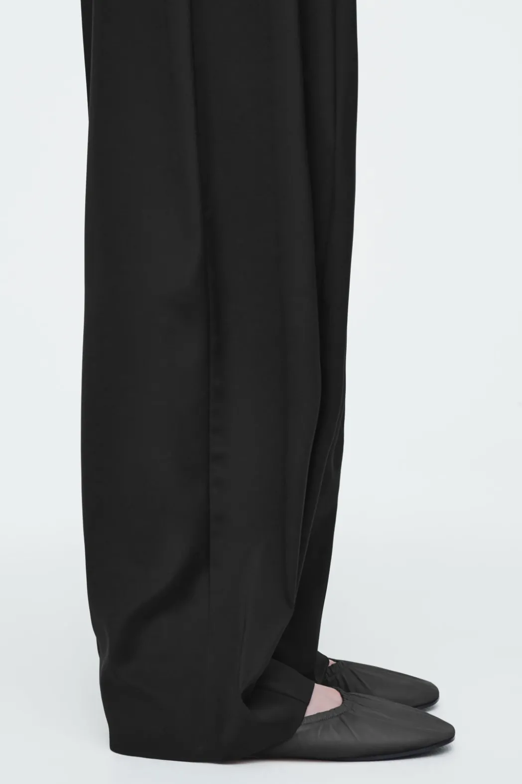 New COS THE RUCHED LEATHER BALLET FLATS CHESTNUT