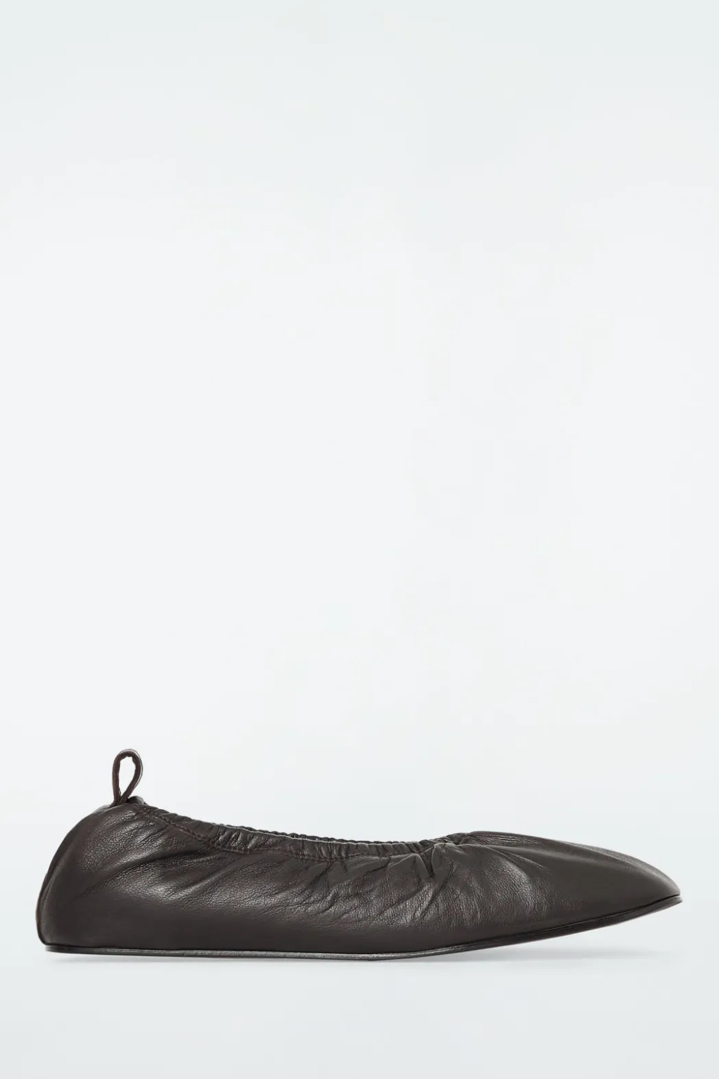New COS THE RUCHED LEATHER BALLET FLATS CHESTNUT