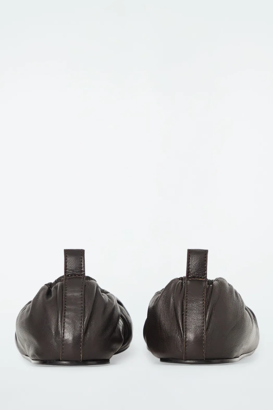 New COS THE RUCHED LEATHER BALLET FLATS CHESTNUT