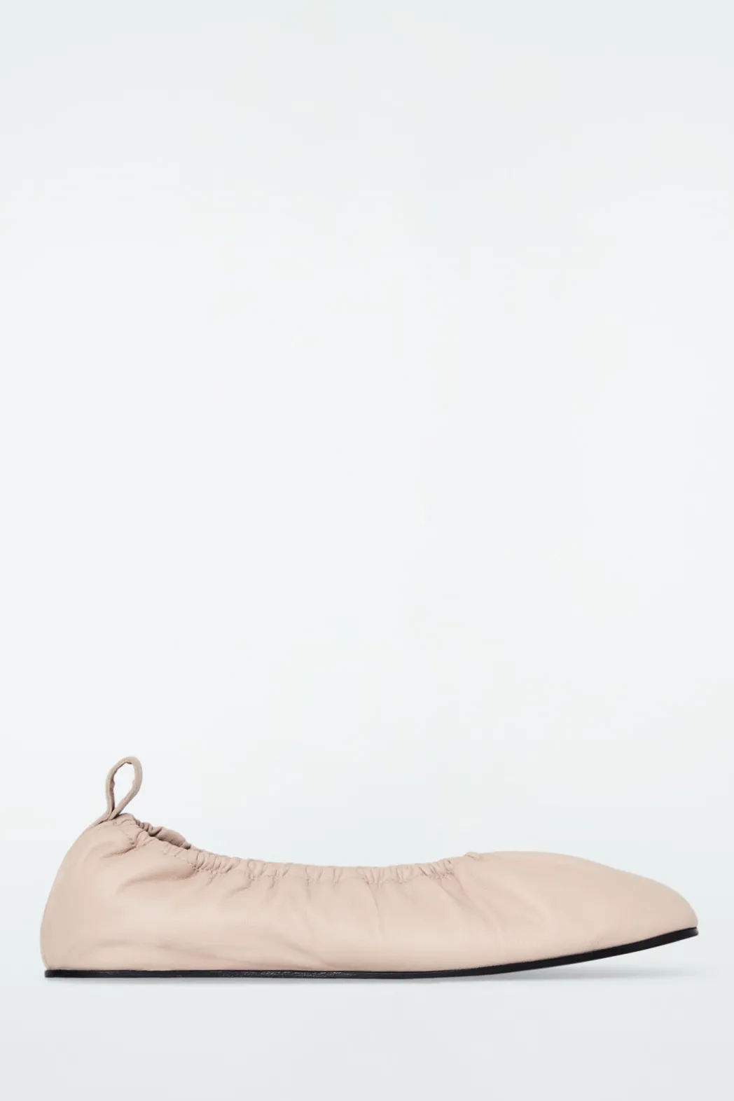 New COS THE RUCHED LEATHER BALLET FLATS POWDERED PINK