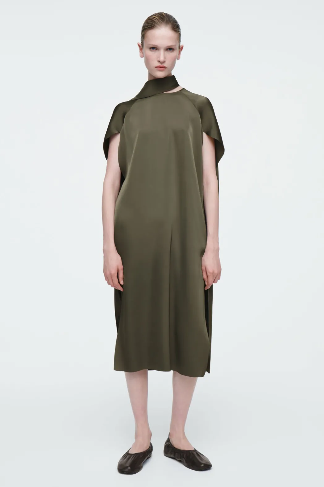 Clearance COS THE SCARF SHIFT DRESS FOG