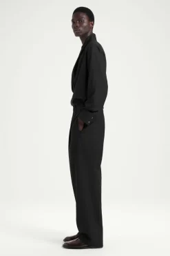 Best COS THE SHAWL-COLLAR SILK SHIRT CARBON