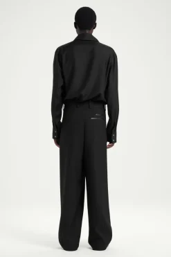 Best COS THE SHAWL-COLLAR SILK SHIRT CARBON