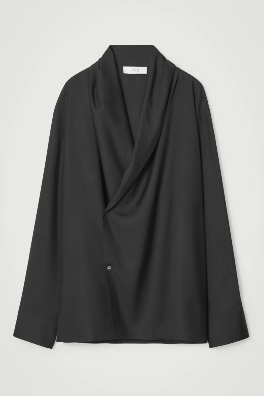 Best COS THE SHAWL-COLLAR SILK SHIRT CARBON