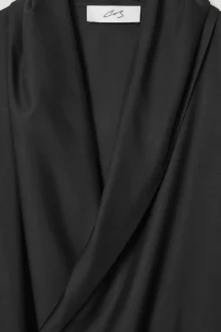Best COS THE SHAWL-COLLAR SILK SHIRT CARBON