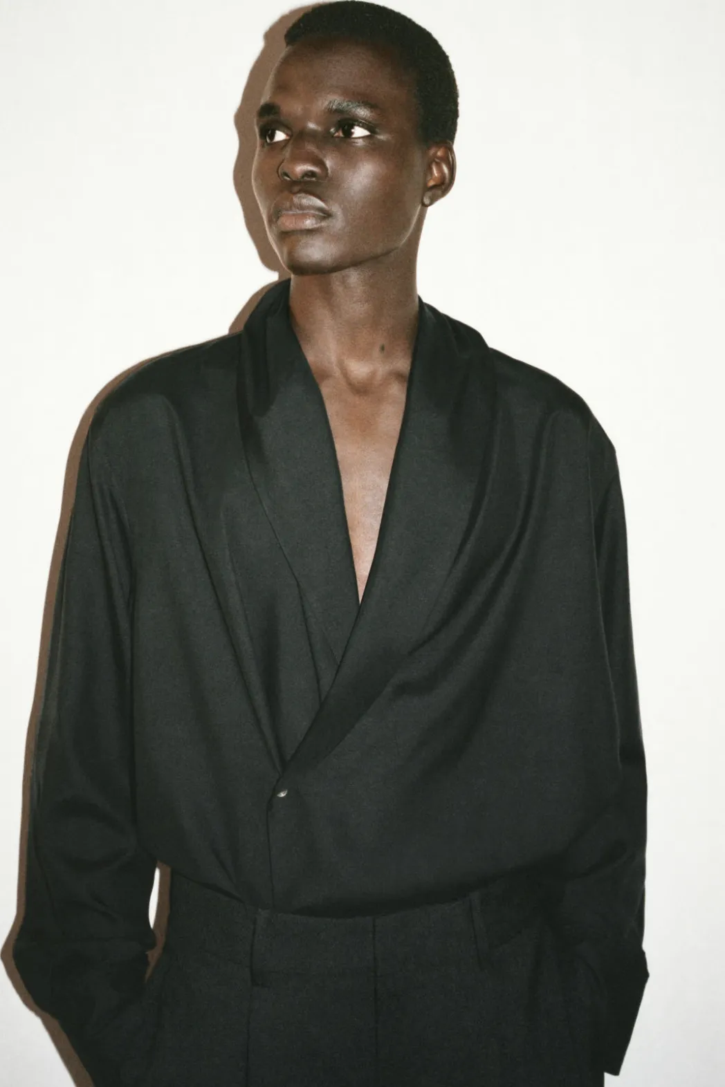 Best COS THE SHAWL-COLLAR SILK SHIRT CARBON