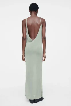 New COS THE SHEER KNITTED SLIP DRESS PISTACHIO