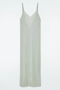 New COS THE SHEER KNITTED SLIP DRESS PISTACHIO