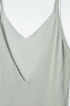 New COS THE SHEER KNITTED SLIP DRESS PISTACHIO