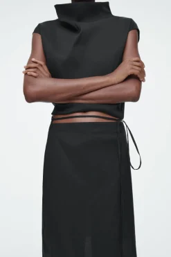 Hot COS THE SHEER LAYERED COLUMN SKIRT CARBON