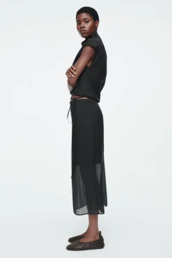 Hot COS THE SHEER LAYERED COLUMN SKIRT CARBON