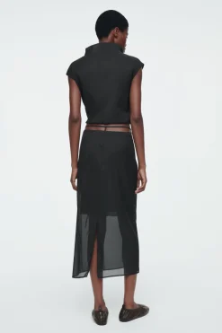 Hot COS THE SHEER LAYERED COLUMN SKIRT CARBON
