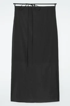 Hot COS THE SHEER LAYERED COLUMN SKIRT CARBON