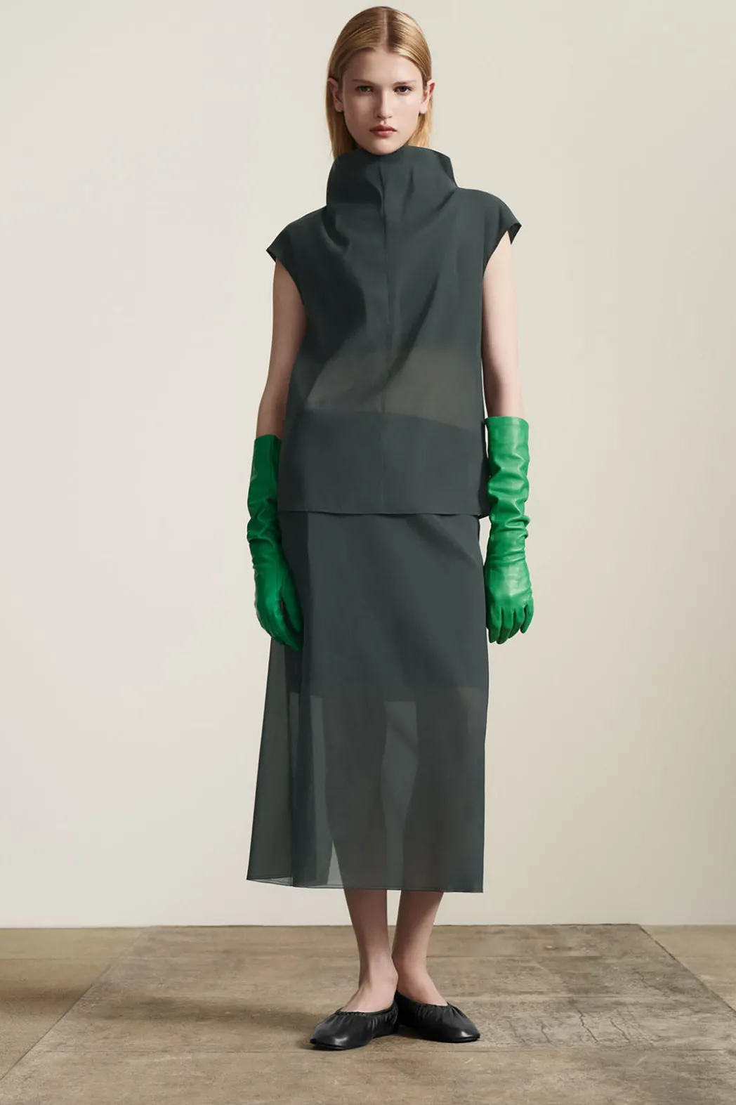 Hot COS THE SHEER LAYERED COLUMN SKIRT CARBON